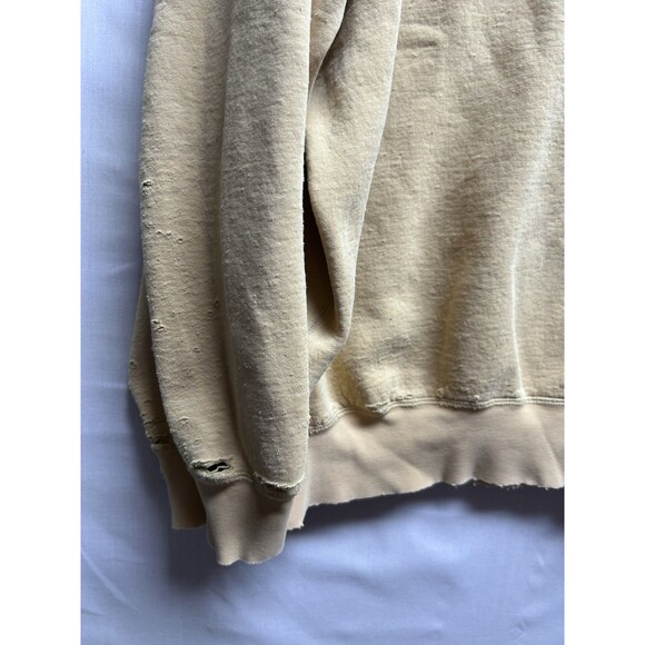 Vintage Distressed 90's Polo Ralph Lauren Tan Beige Crewneck Sweatshirt XXL - Picture 5 of 11